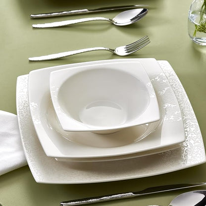 Karaca New Flava 24 Piece Porcelain Dinnerware Set for 6 People, Elegant Porcelain Dishware with Dinner, Pasta, Side Plates, Bowls, Kitchen Essentials Durable, Resistant, Ideal for Dinner Serving