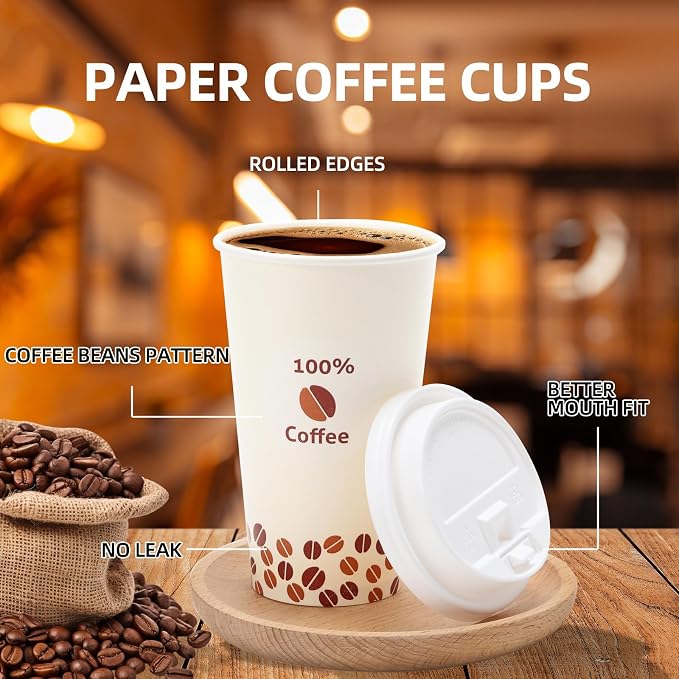 Tamone 100 PACK 16OZ Disposable Coffee Cups - Image 3