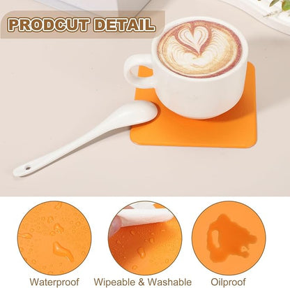 uxcell 6 Pcs Faux Leather Coasters, 3.9 x 3.9 Square Coasters - Image 3