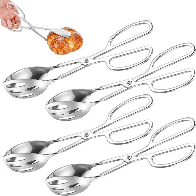 4-Pack Stainless Steel Salad Tongs & Serving Tongs - Image 7
