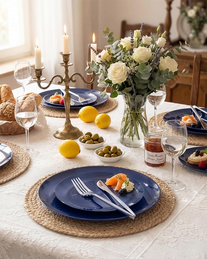 PULOTE 100PCS Blue Plastic Plates - Image 7