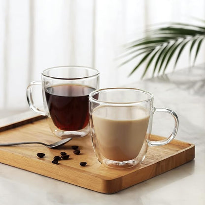 CNGLASS Large Double Wall Glass Coffee Mug 17 oz, Insulated Glass Coffee Cups - Image 3