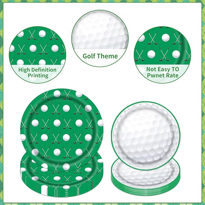 Rakuto Golf Party Decorations 96PCS Plates Napkins Forks Tableware | Golf - Image 5