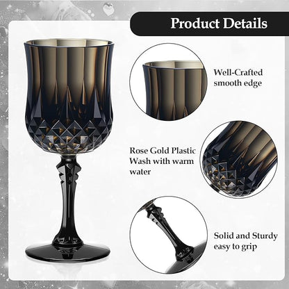 XUWAIDSGN 7oz Plastic Vintage Wine Glasses Drinking Glasses Unbreakable Wedding - Image 3