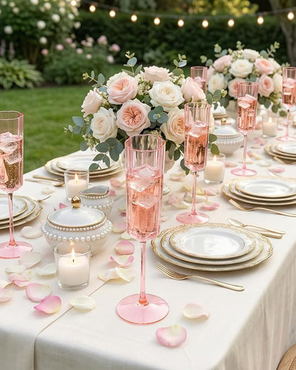 Ciaell 24 Pack Pink Plastic Champagne Flutes - Image 6