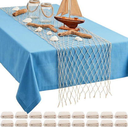 SATINIOR 18 Pcs 12 x 72'' Fishing Net Table Runner Party Decoration, Natural | by SATINIOR