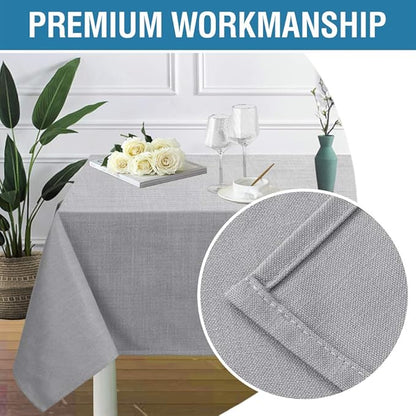 H.VERSAILTEX Linen Textured Table Cloths 60 x 84 Inch Premium Solid Tablecloth Spill-Proof Waterproof Table Cover for Dining Buffet Feature Extra Soft and Thick Fabric Wrinkle Free, Grey