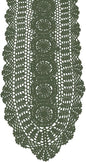 Cotton Handmade Crochet Lace Table Runner Olive Green 12x72 Inch | Oval by KEPSWET