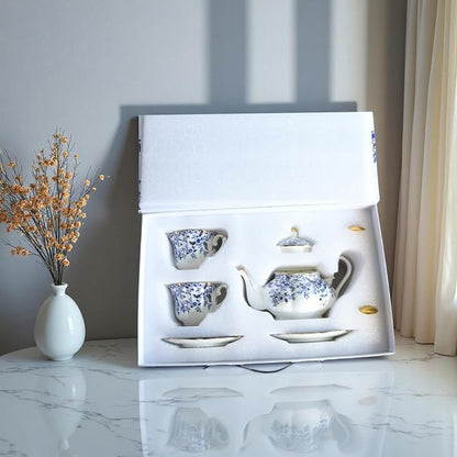 Vintage Porcelain Floral Tea Set — 22oz Teapot + 2 Tea Cup & Saucer Sets + 2 - Image 5