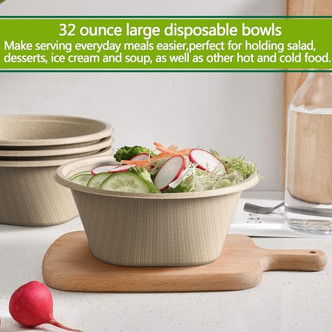 32 Oz Deep Paper Bowls Disposable Bowl - Image 8