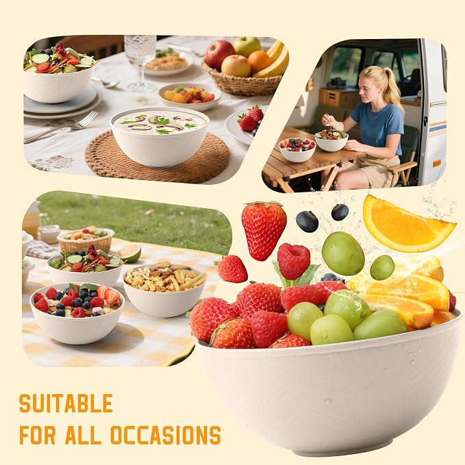 Wheat Straw Bowls for Kitchen, Bowl Set - Image 7