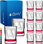 Personalized Square Shot Glasses Set of 10 Red Bottom 2oz Engraved Initial and Name Custom Gifts, Weddings, Birthdays, Party, Event, Decorations