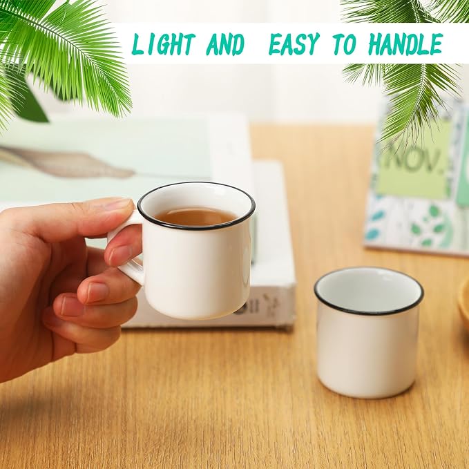 Uiifan 12 Pcs Ceramic White Coffee Mugs Bulk Vintage Espresso Mug Mini Tea Cups - Image 2