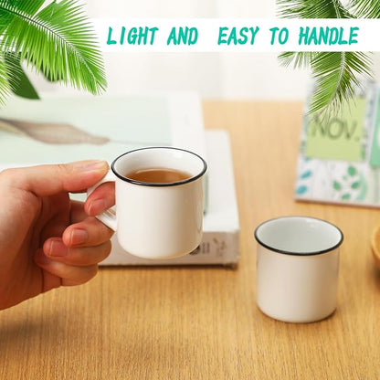 Uiifan 12 Pcs Ceramic White Coffee Mugs Bulk Vintage Espresso Mug Mini Tea Cups - Image 2