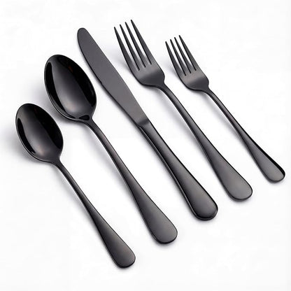 LIANYU 20 Piece Black Silverware Set, Stainless Steel Flatware Cutlery Set | by LIANYU