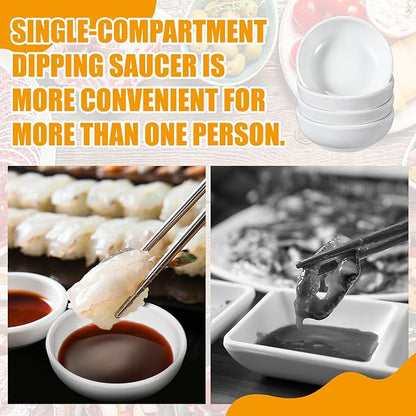 12 Pcs Dip Bowls Set 1.7oz Sauce Soy Dishes Bowls Small for Dipping Tomato Sauce, Soy, BBQ and Other Party Supplies(White)