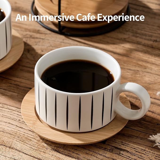 LUKA 6 Ounce Porcelain Stackable Espresso Cups - Image 3