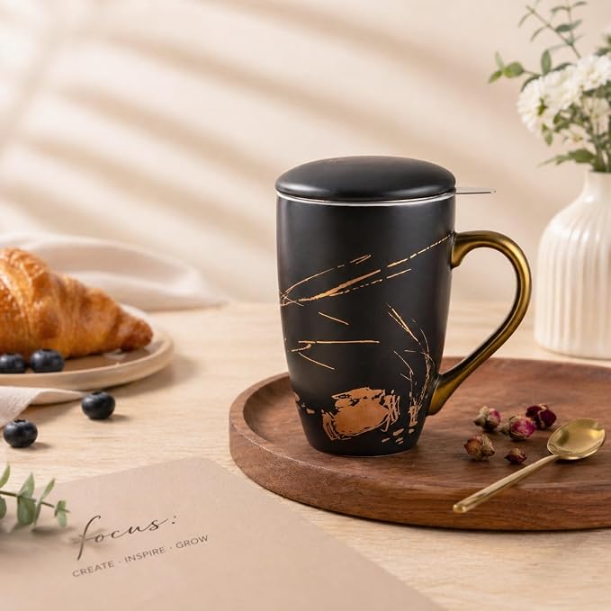 AmorArc Tea Cup With Infuser and Lid, 18oz Loose Leaf Tea Mug With Steeper | - Image 6