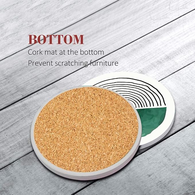 Coasters for Drinks, Ceramic Stone, Doodle Circle | Retro Simple Absorbent - Image 5