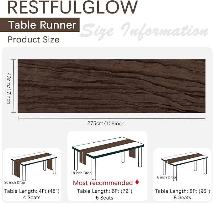 10 Pack Brown Cheesecloth Table Runner 17 x 108 Inch | Boho Gauze Fabric - Image 4