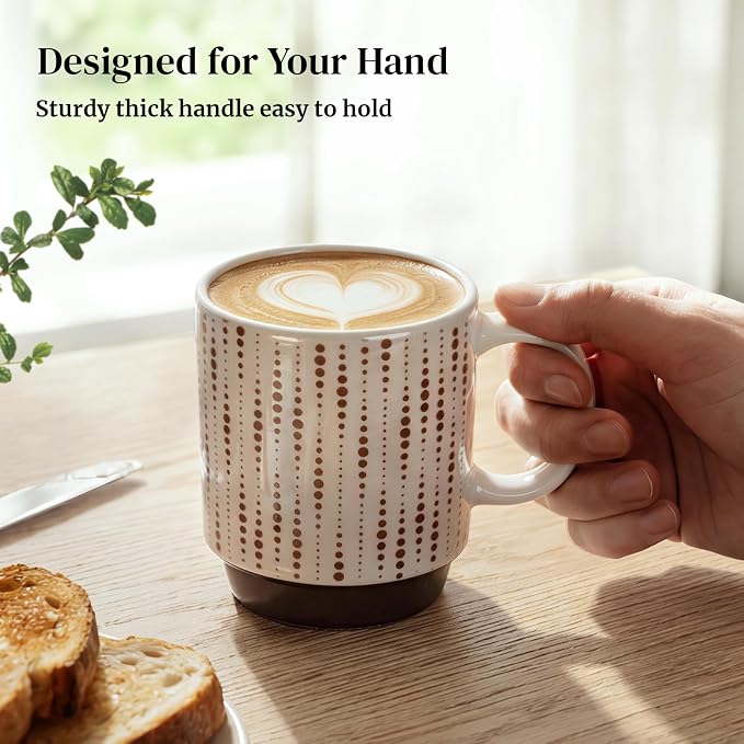 DOWAN Stackable Coffee Mugs, 12 oz Ceramic Coffee Mug Set of 4, Coffee Cups - Image 4
