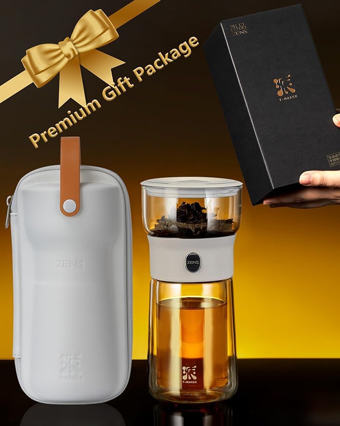 ZENS Modern Glass Infuser Pot, One Touch Tea Maker - Image 9