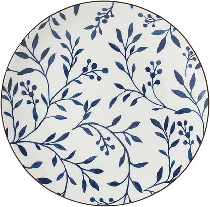 Gibson Home Palace Suite 16-Piece Dinnerware Set, Blue Floral Stoneware Plates & Bowls, Service for 4, Round Durable Everyday Dish Set