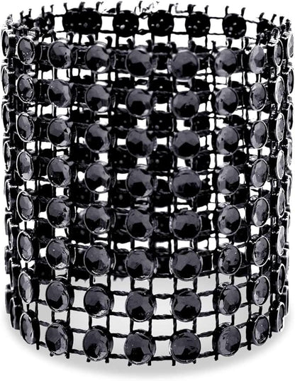 KPOSIYA Napkin Rings, Pack of 120 Rhinestone Napkin Rings Diamond Adornment for Place Settings, Wedding Receptions, Dinner or Holiday Parties, Family Gatherings (120, Black)