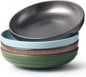 HAPPY KIT Stoneware Pasta Bowls, 9-inch, Set of 4, 42 oz, Reactive Glaze Large Salad Bowls, Scratch-Resistant Ceramic Serving Bowls, Four Colors