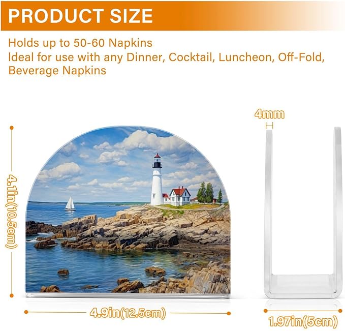 Napkin Holder, Lighthouse on Beach Napkin Holder - Image 2