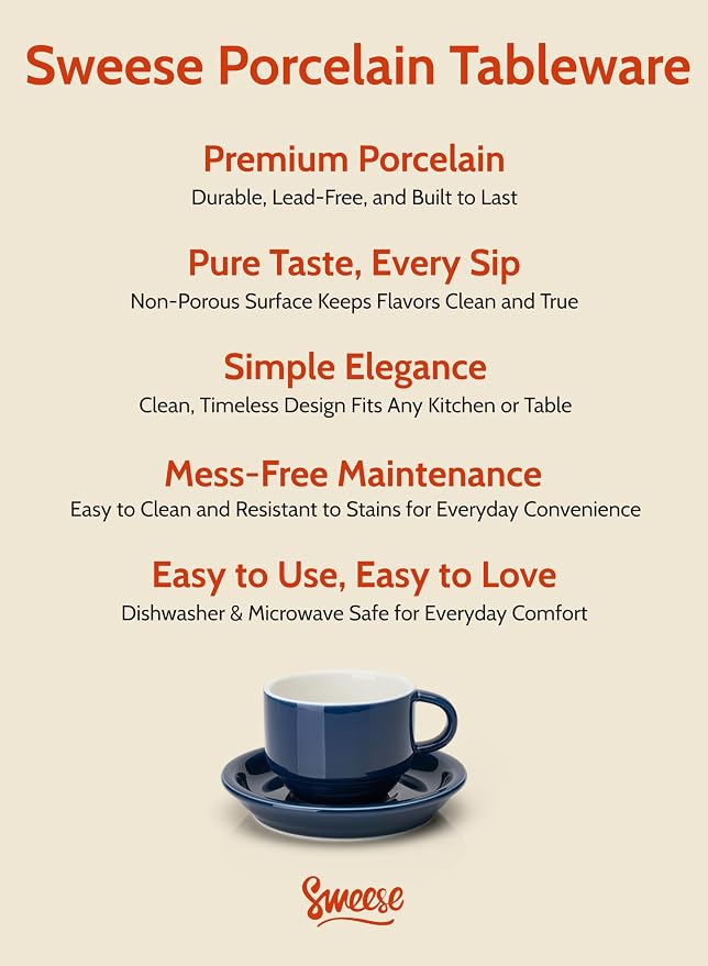 Sweese 8 Ounce Porcelain Stackable Cappuccino Cups - Image 7