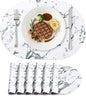 Placemats Set of 6, 11.8 x 17 Inch, Marble | Heat Resistant Oval Faux Leather by homing