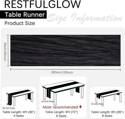 6 Pack Black Cheesecloth Table Runner 35 x 120 Inch | Boho Gauze Fabric - Image 2