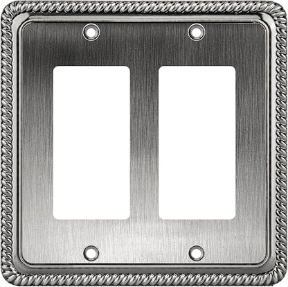 Henne Bery Rope Edge Decorative Wall Plate Switch Plate Outlet Cover, Aged Bronze (Double Decorator, Heirloom Silver)