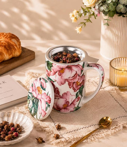 AmorArc Tea Cup With Infuser and Lid, 18oz Loose Leaf Tea Mug With Steeper | - Image 2