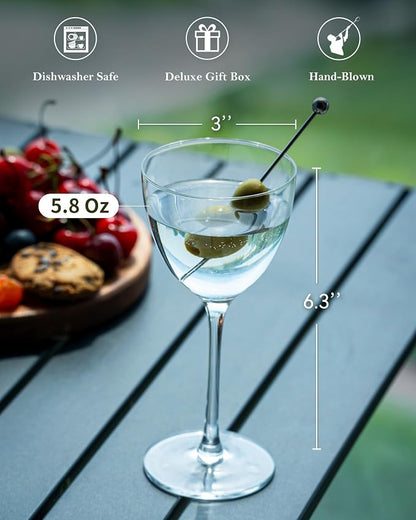 GIHOP Nick and Nora Cocktail Glasses, Small Coupe Martini Glasses Set of 4 | - Image 9