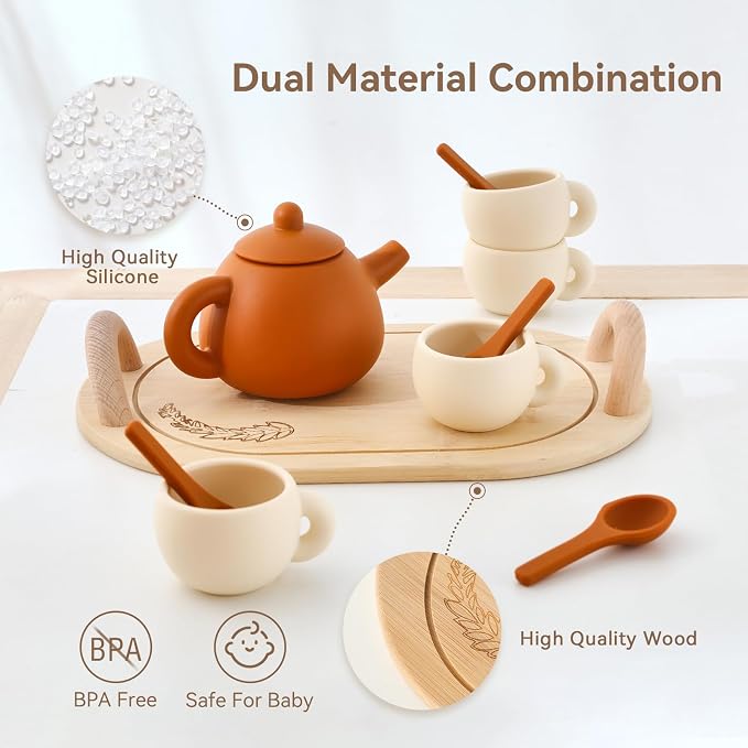 Silicone Tea Set for Toddlers – Kids Tea Set for Girls & Boys, Pretend Play Tea - Image 4