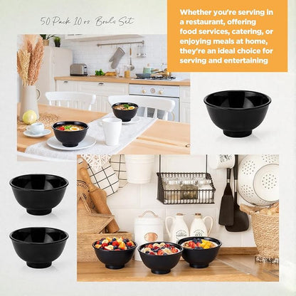 Tioncy 50 Pcs Bowls Set Unbreakable Dessert Soup Salad Bowls - Image 4
