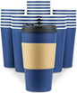 Disposable Coffee Cups With Lids - 16 oz To Go Coffee Cups With Sleeves and by Glowcoast