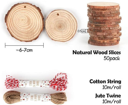50Pcs Wood Slices for Crafts, 2.4"-2.8" Unfinished Wood Circles for Crafts - Image 3
