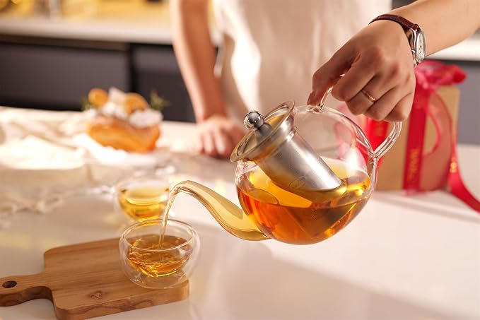 CNGLASS Double Wall Glass Tea Cup Set of 4, 100ml Asian Insulated Clear Teacups - Image 6
