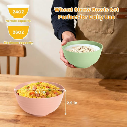 Wheat Straw Bowls, Unbreakable Cereal Bowls Microwave Safe, Dishwasher Safe - Image 2