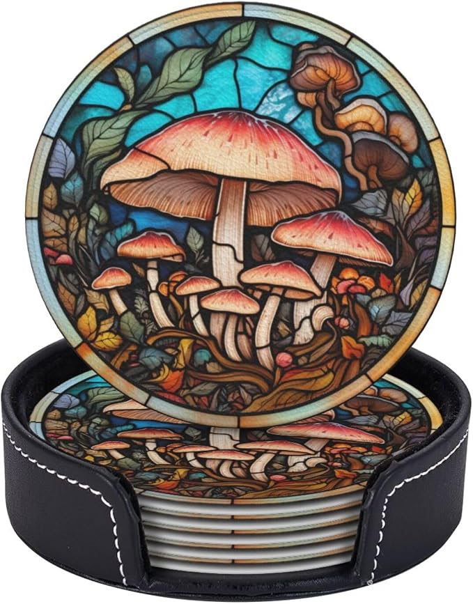Mushroom Coasters for Drinks, Mushroom Decor Bar Drink Coasters for Coffee Table - Image 2