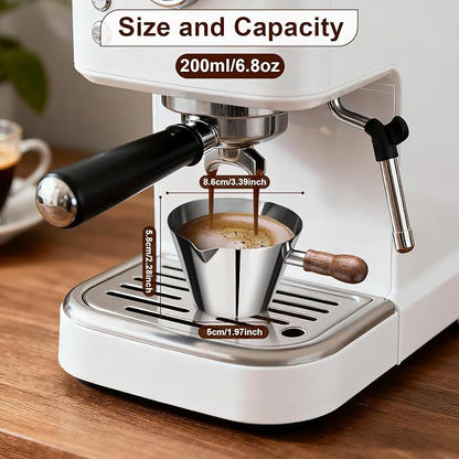 Amrules Espresso Cup, 6.8 oz/200 ml Stainless Steel Coffee Shot Measuring Cup - Image 2