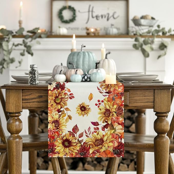 Artoid Mode 210 GSM Fall Table Runner 13x48 Inch Home Party Decor | Sunflower - Image 2