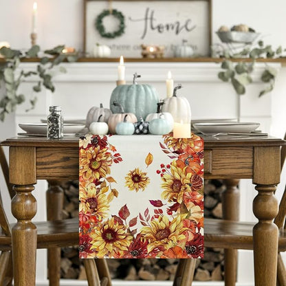 Artoid Mode 210 GSM Fall Table Runner 13x48 Inch Home Party Decor | Sunflower - Image 2