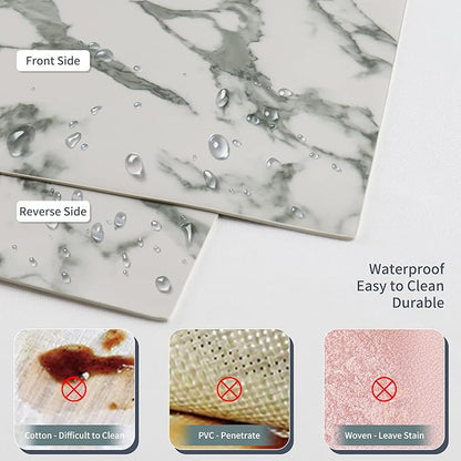 Leather Placemats Set of 6, Marble Placemats for Dinner Table Mats Heat Resistant Placemats Washable Insulation Table Mat Kitchen Marble Place Mats Nordic Style