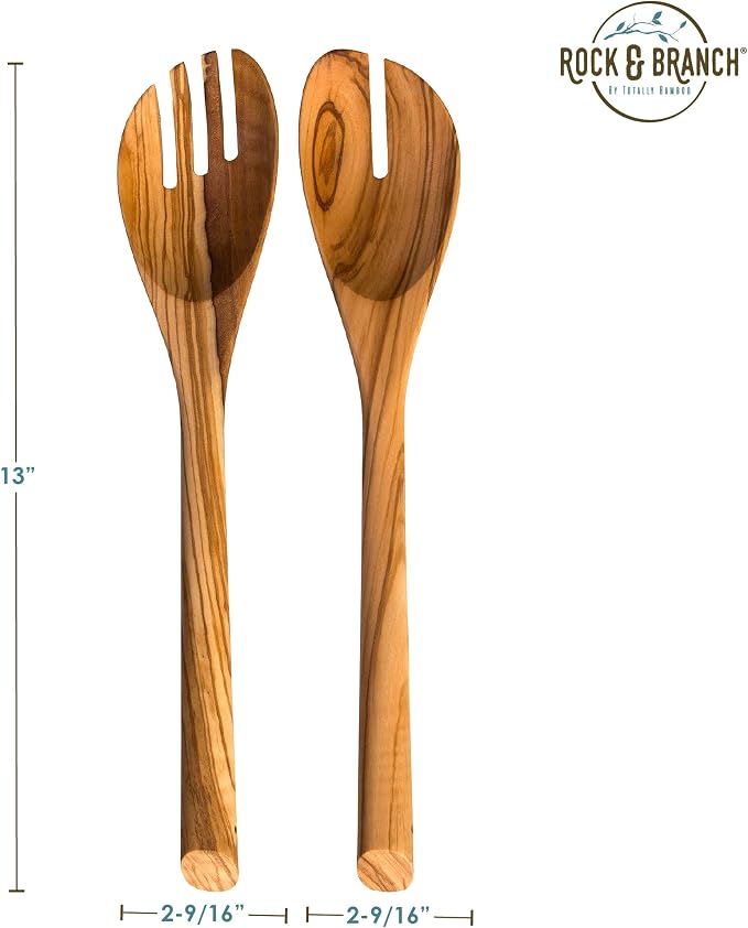 Rock & Branch Olive Wood Salad Serving Utensils, Pasta and More - Image 7