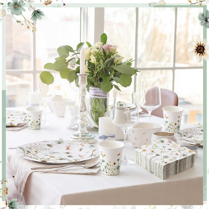 250 Pcs Wildflower Party Decorations Include Spring Summer Floral Paper Plates - Image 5