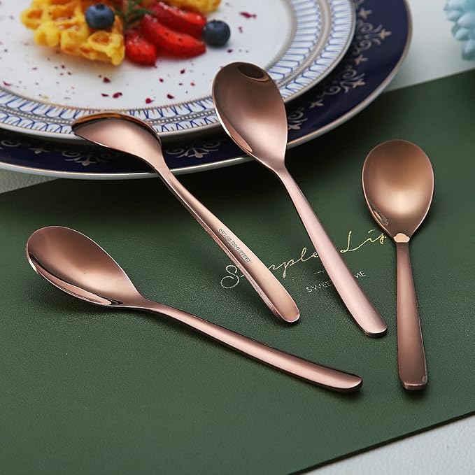 Copper Demitasse Espresso Spoons, 5.5'' Mini Coffee Spoons, Dishwasher Safe - Image 4